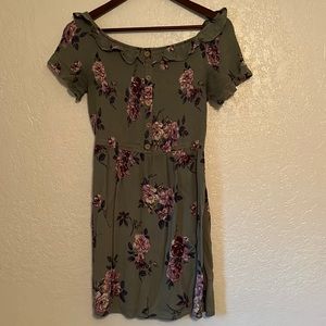 (3 for $20) Green Floral Sun Dress